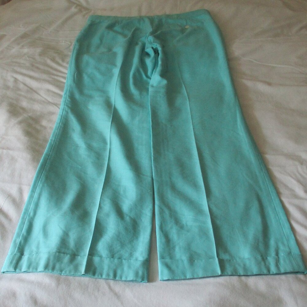 RALPH LAUREN Black Label Turquoise Silk Blend Cuffed Pants